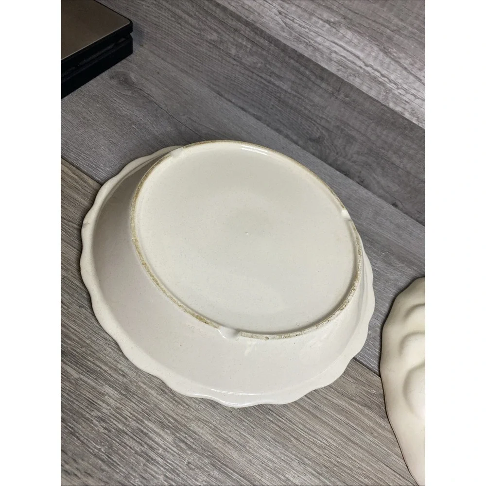 Vintage Lemon Meringue Recipe Pie Dish w 3-D Lid Ceramic Pie Dish